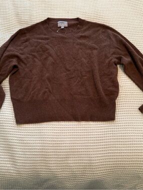 J. Crew Women's Cropped Fit Crewneck Sweater in Chocolate Brown